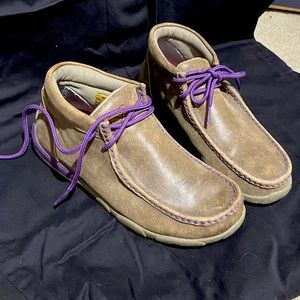 Twisted X boots, purple laces, size 6 in womens. Worn once. Brand new condition